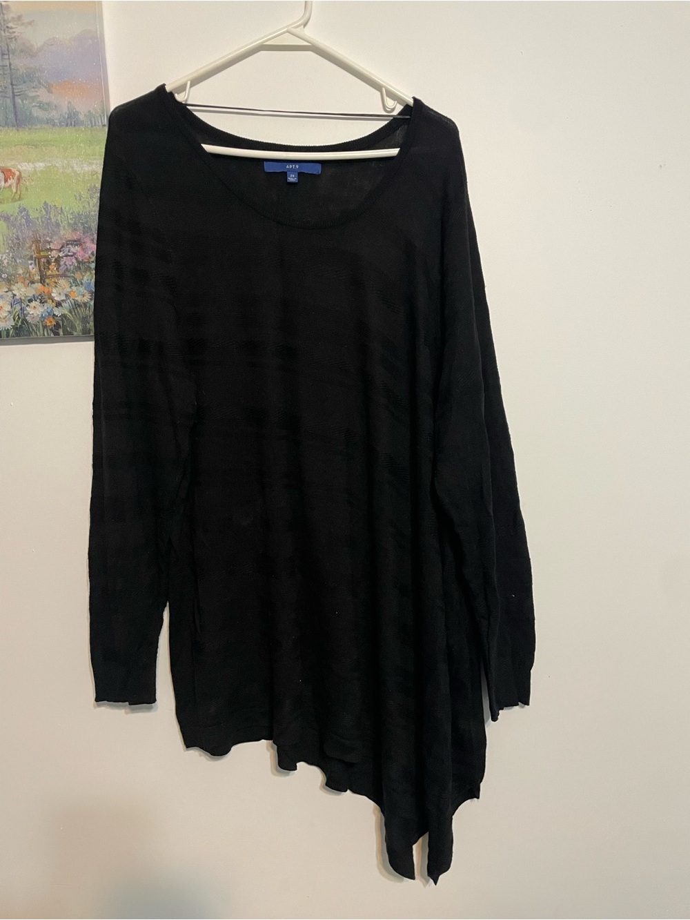 Apt. 9 Black Asymmetric Hem Scoop Neck Sweater